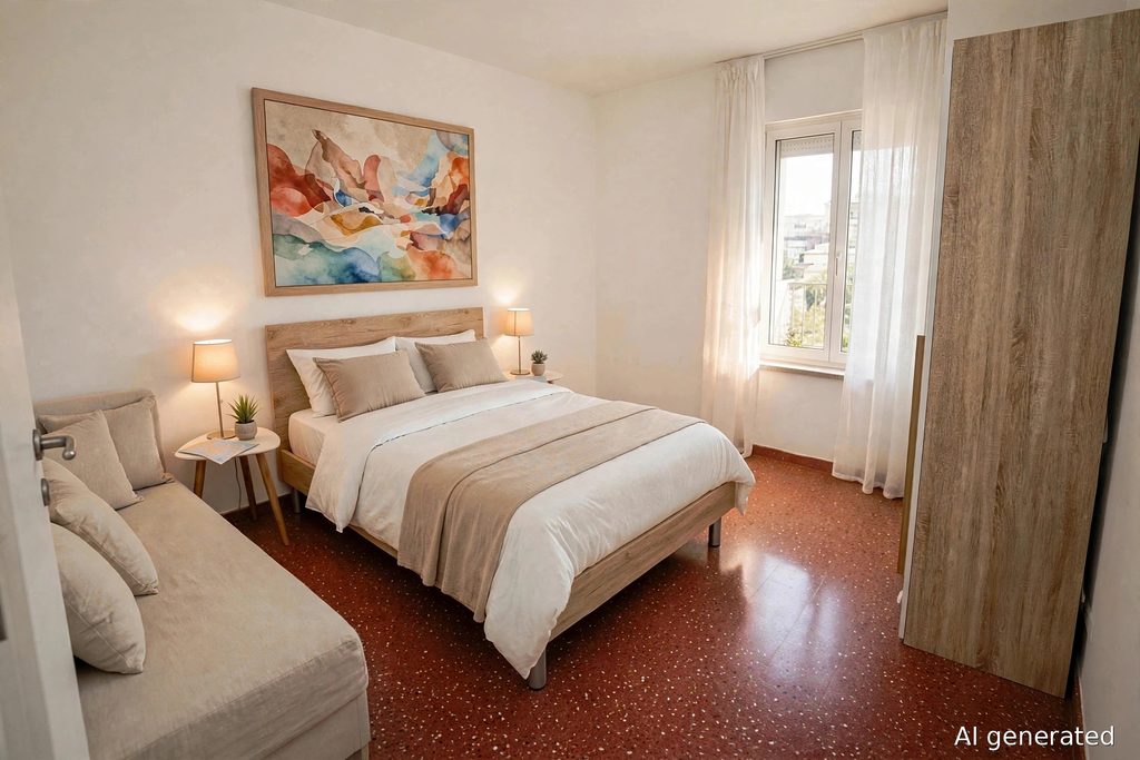 camera matrimoniale letto divano letto casa vacanze Roma ponte lungo comfort appartamento
